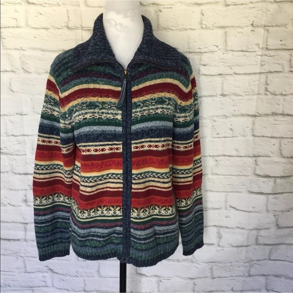 Tiara Sweaters - TIARA Size M Multi Color Boho Cardigan Sweater